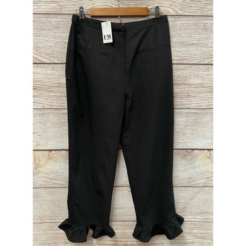 Hillary Macmillan Pants Women Size 10 (30.5" High Waist) Ruffle Bottom Ankle New